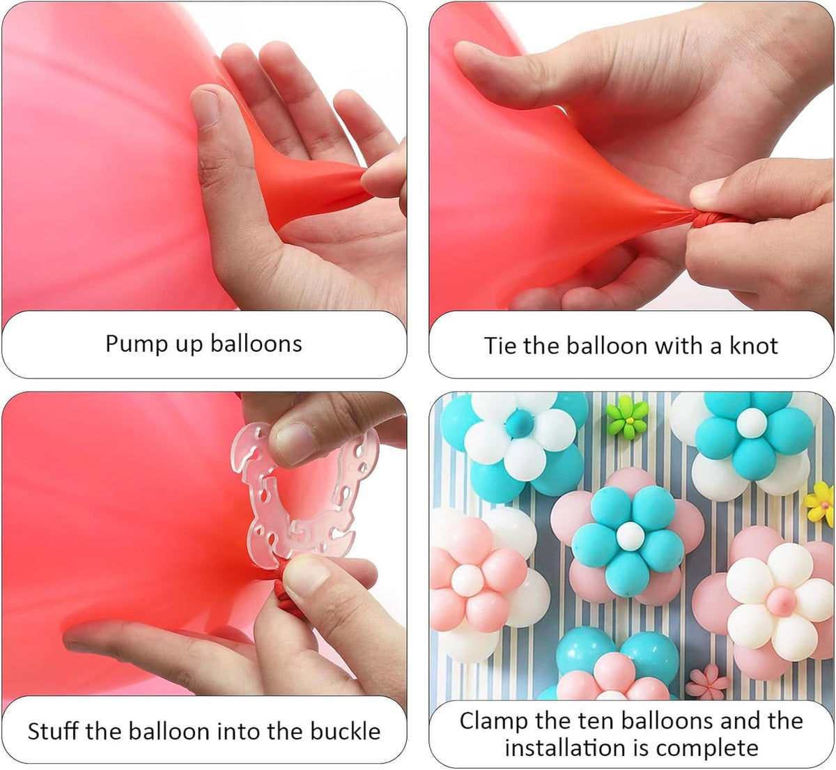 Balloon Arch Garland Kit, 5 Balloon Garland Strips - 50 Balloon Flower Clips and, Birthday Party