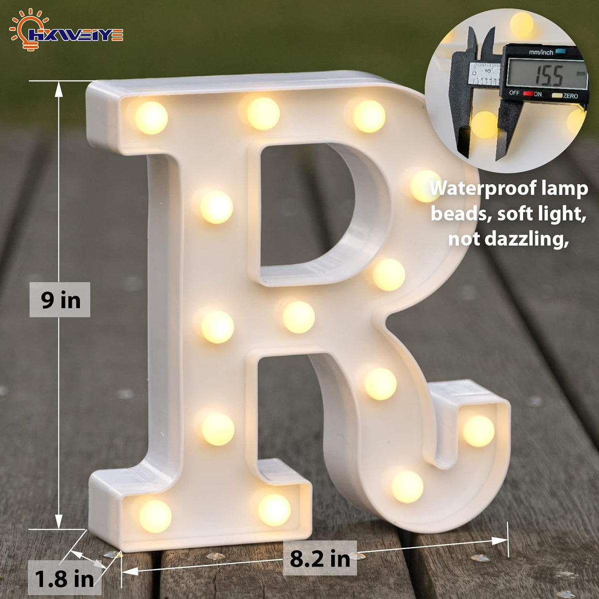 HXWEIYE LED Marquee Letters Lights Sign R, 26 Alphabet Light Up Letter and Number 0-9 Number Warm