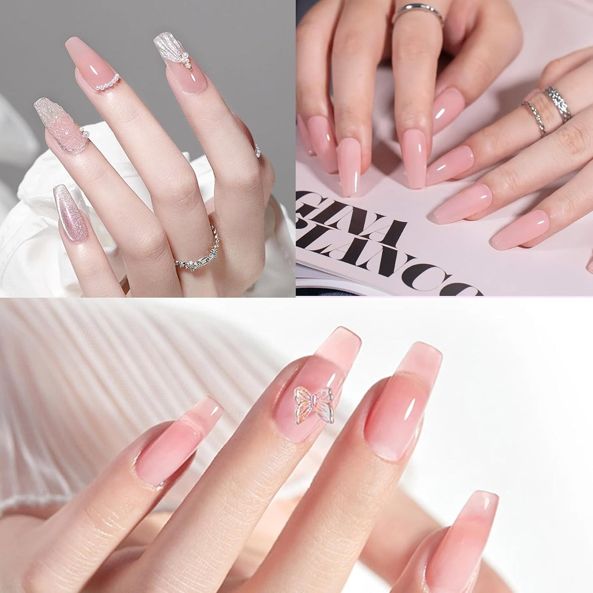 Super Nail Acrylic Powder: 3 Pcs 28g Cover Pink Polymer for 3D Art Carving French Extension - Clear
