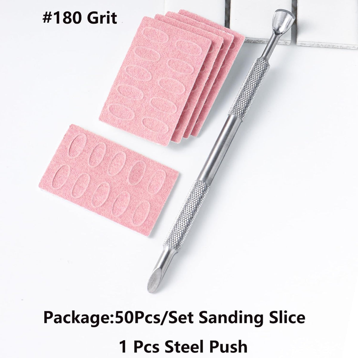 180 Grit Sandpaper Sheets Dual Ended Nail Cuticle Pusher Cuticle Cutter Self-Adhesive Sandpaper for