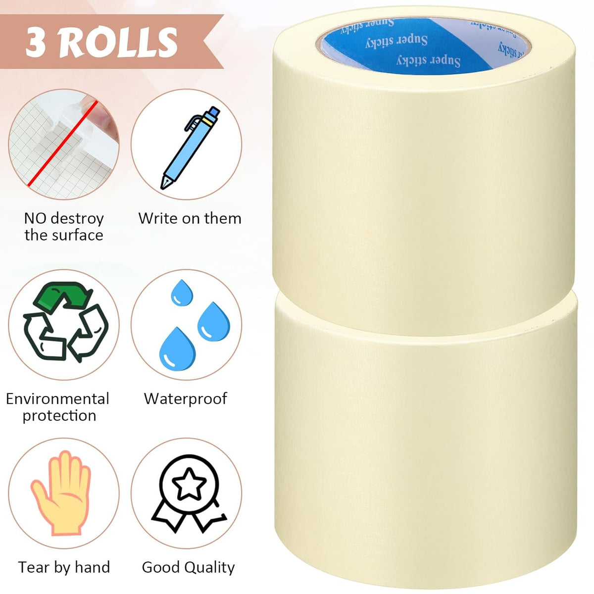 Masking Tape Bulk General Purpose Masking Painting Tape 55 Yards for Painting Home Office School