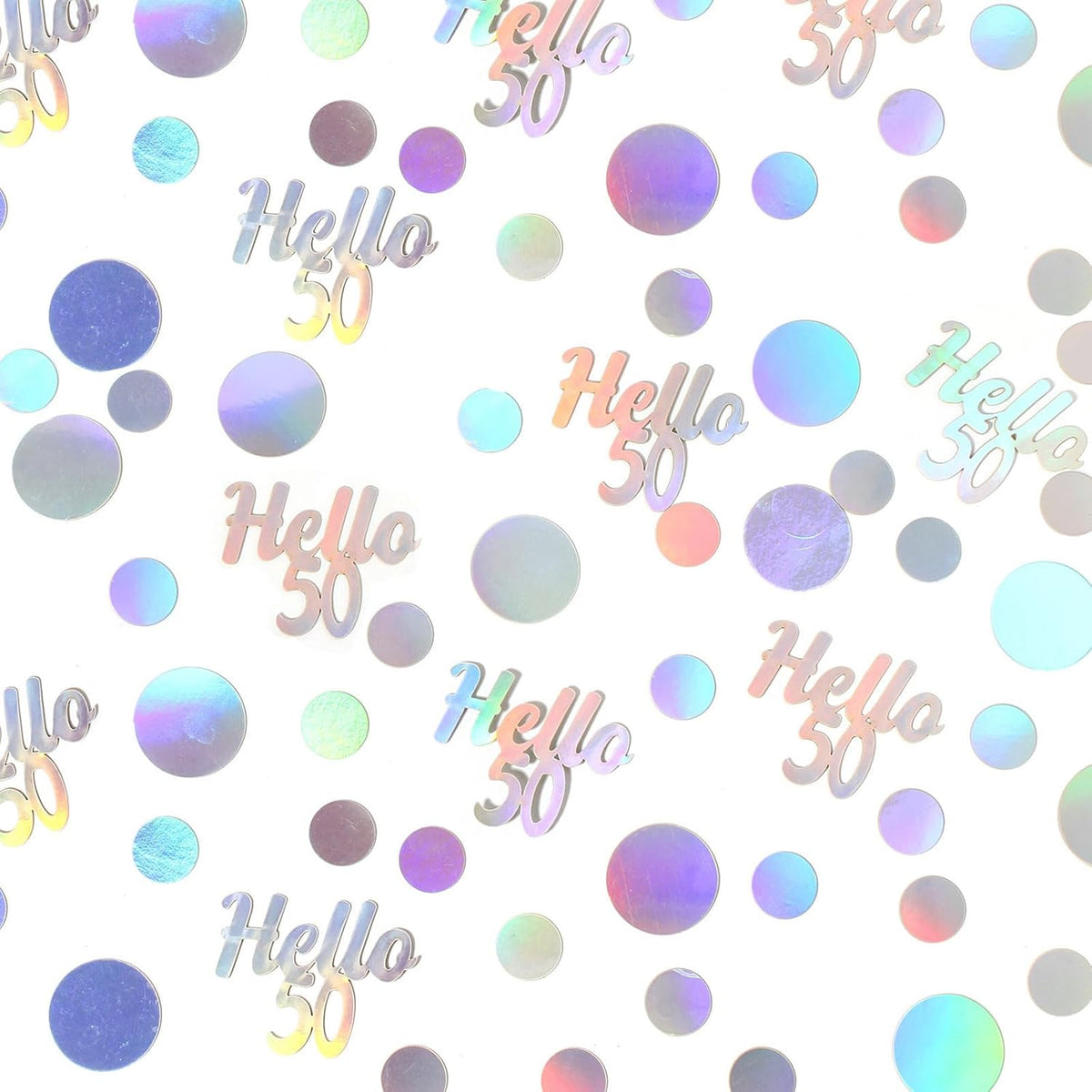Hello 50 Birthday Confetti for Table Iridescent Circle Happy 50th Birthday Party Decorations for