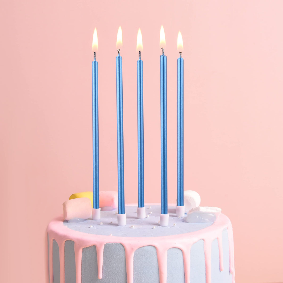 PHD CAKE Blue Long Thin Metallic Birthday Candles, Cake Candles, Birthday Parties, Wedding