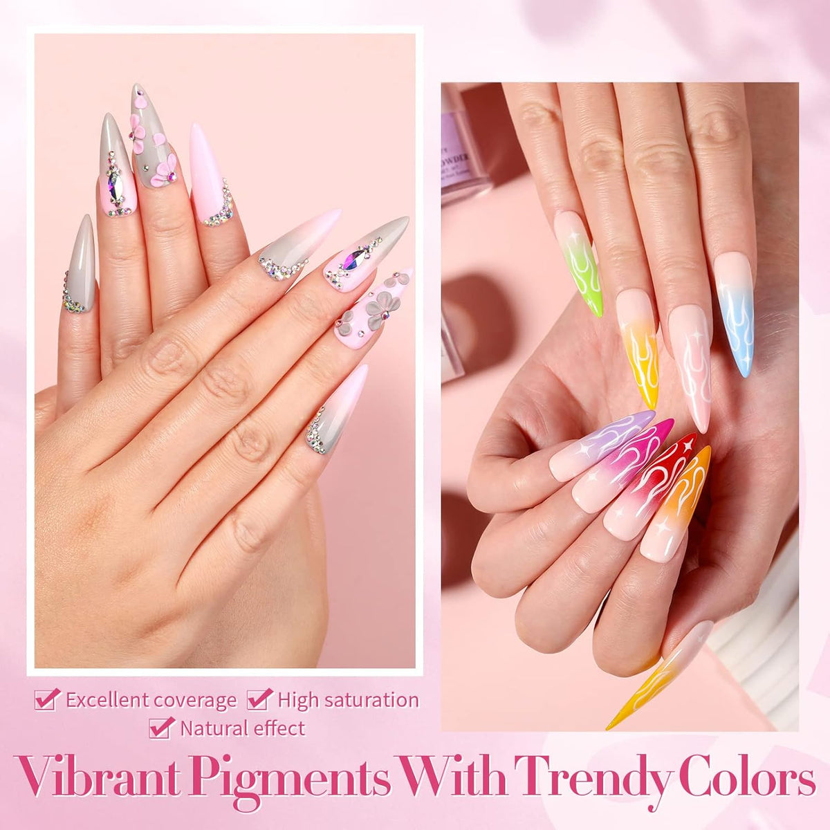 BORN PRETTY Acrylic Powder Set-24 Colors Acrylic Nail Powder Set Fall Winter Colors Pigmented