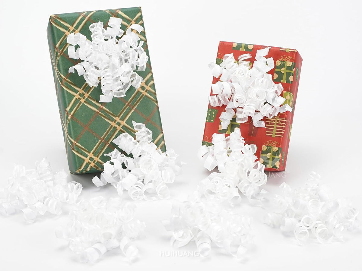 HUIHUANG White Bows for Gift Wrapping Christmas Gift Bows 5 inch x 8 Counts Self-Adhesive Curly
