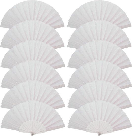 12 Pack Handheld Fan,Folding Hand Glitter Fan with Shining Transparent Fan Rib – Ideal for Wedding