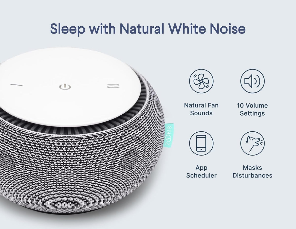 SNOOZ Smart White Noise Sound Machine - Real Fan Inside for Non-Looping White Noise, Sleep Aid for