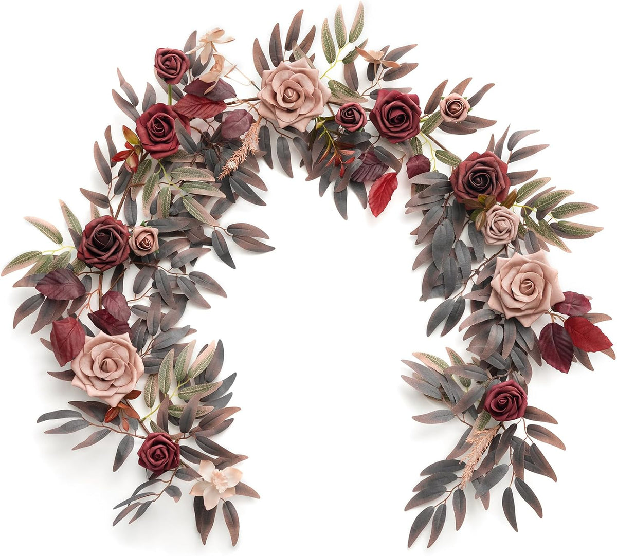 Ling's moment 5FT Burgundy Artificial Flower Garland Maroon Rose Floral Garland Arch Flowers Vine