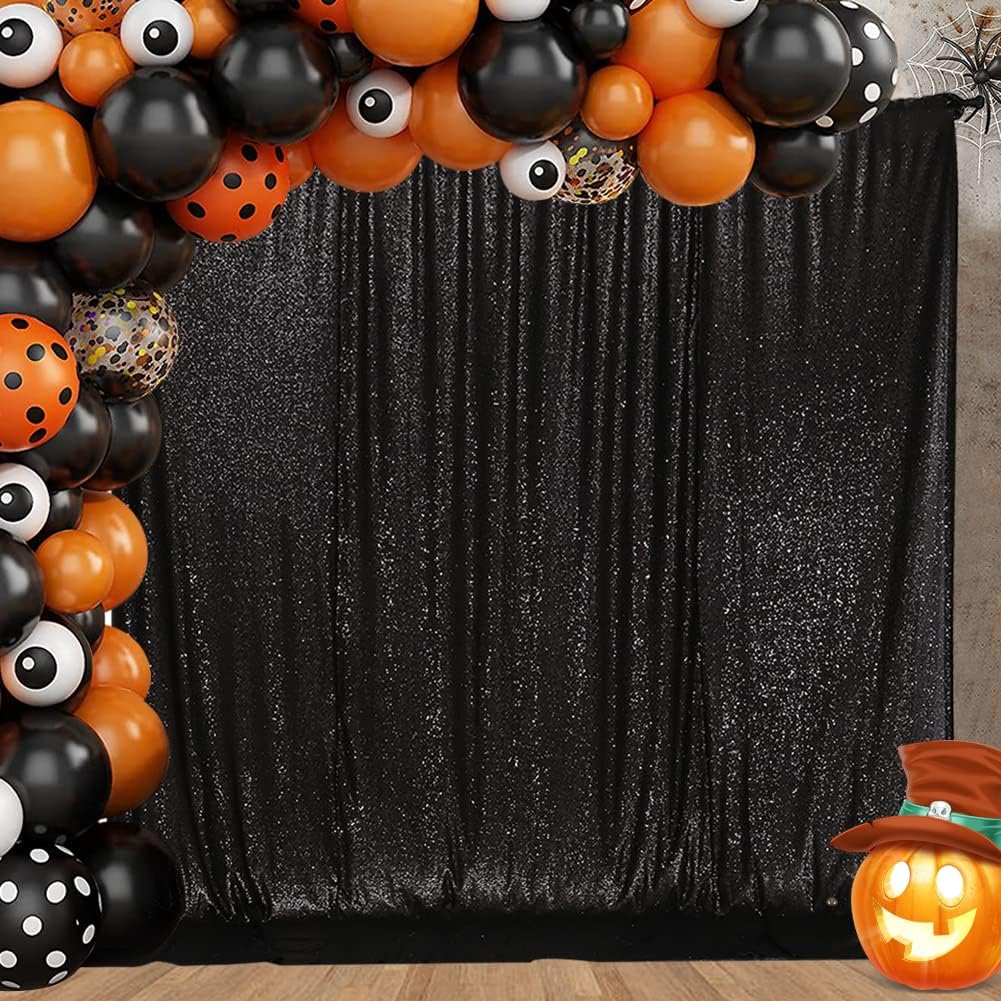 Eternal Beauty Black Sequin Backdrop, 10x10 Ft Glitter Background Curtains for Shimmer Photography