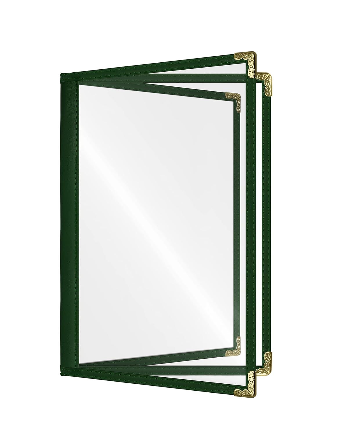 Goodsmart Restaurant Menu Covers – 25 Pack Green 3-Page/6-View 8.5" x 11", Side-Loading Vinyl Menu