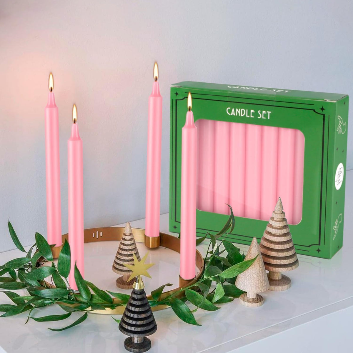 Set of 40 Pink Candles – Spell Chime Candles for Valentine's Day,Wedding,Rituals, Prayer