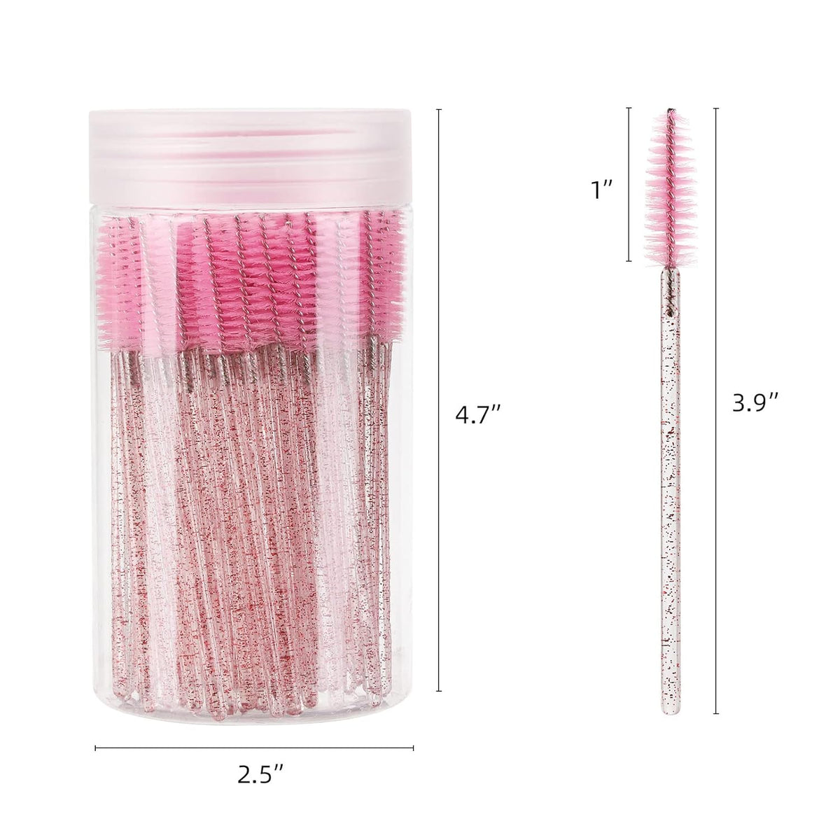 100 Pcs Disposable Mascara Wands, Lash Brushes with Container, Crystal Eyebrow Spoolies Brush for