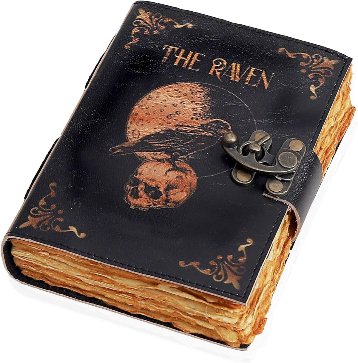 Leather Gothic Journal Magical Raven Skull Spiral Notebook Mystery Crow Journal Grimoire Witchcraft