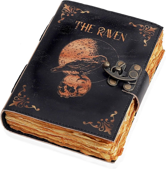 Leather Gothic Journal Magical Raven Skull Spiral Notebook Mystery Crow Journal Grimoire Witchcraft
