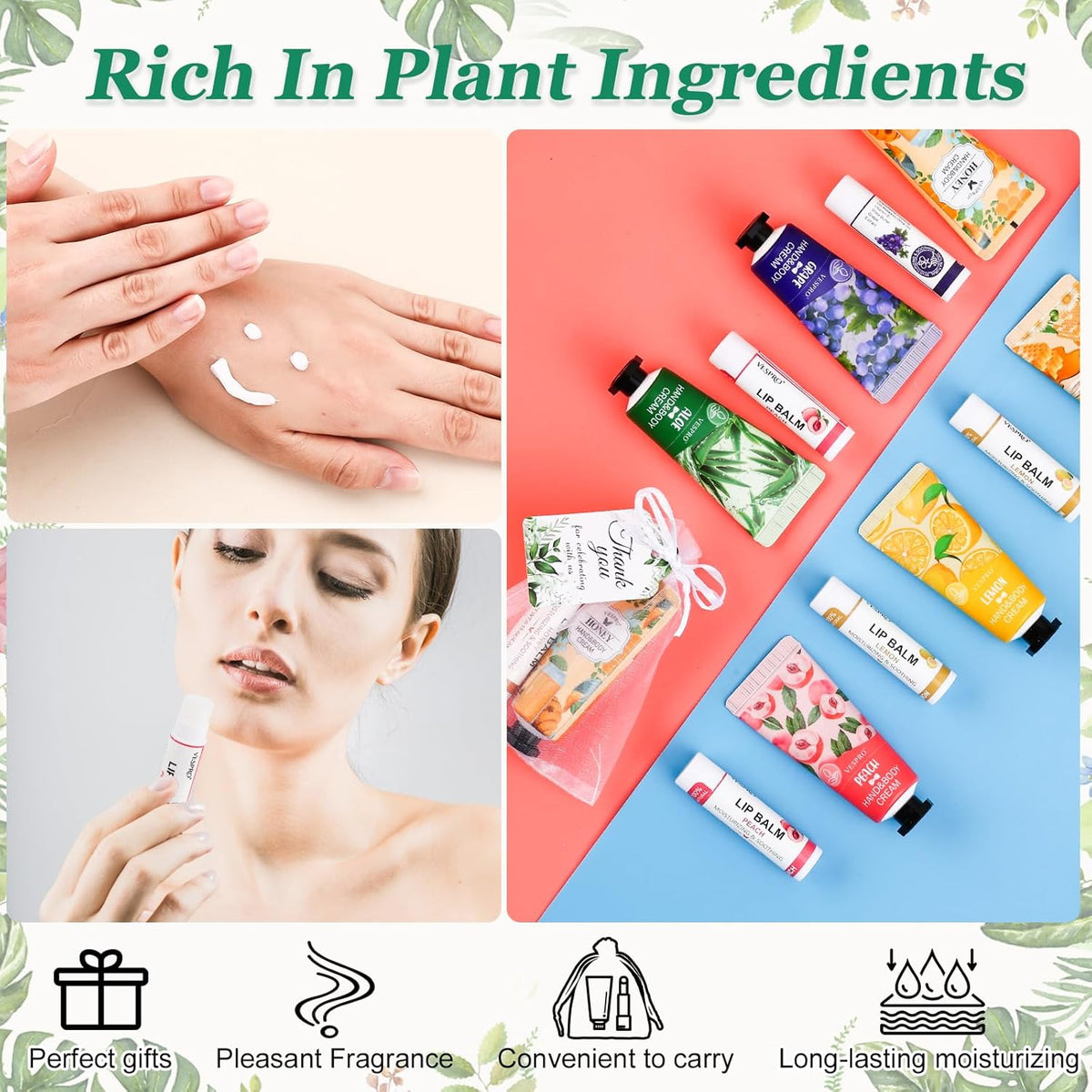 50 Sets Hand Cream Bulk and Lip Balm Bulk Gifts, Bridal Shower Favors, Bridesmaid Gifts and Baby