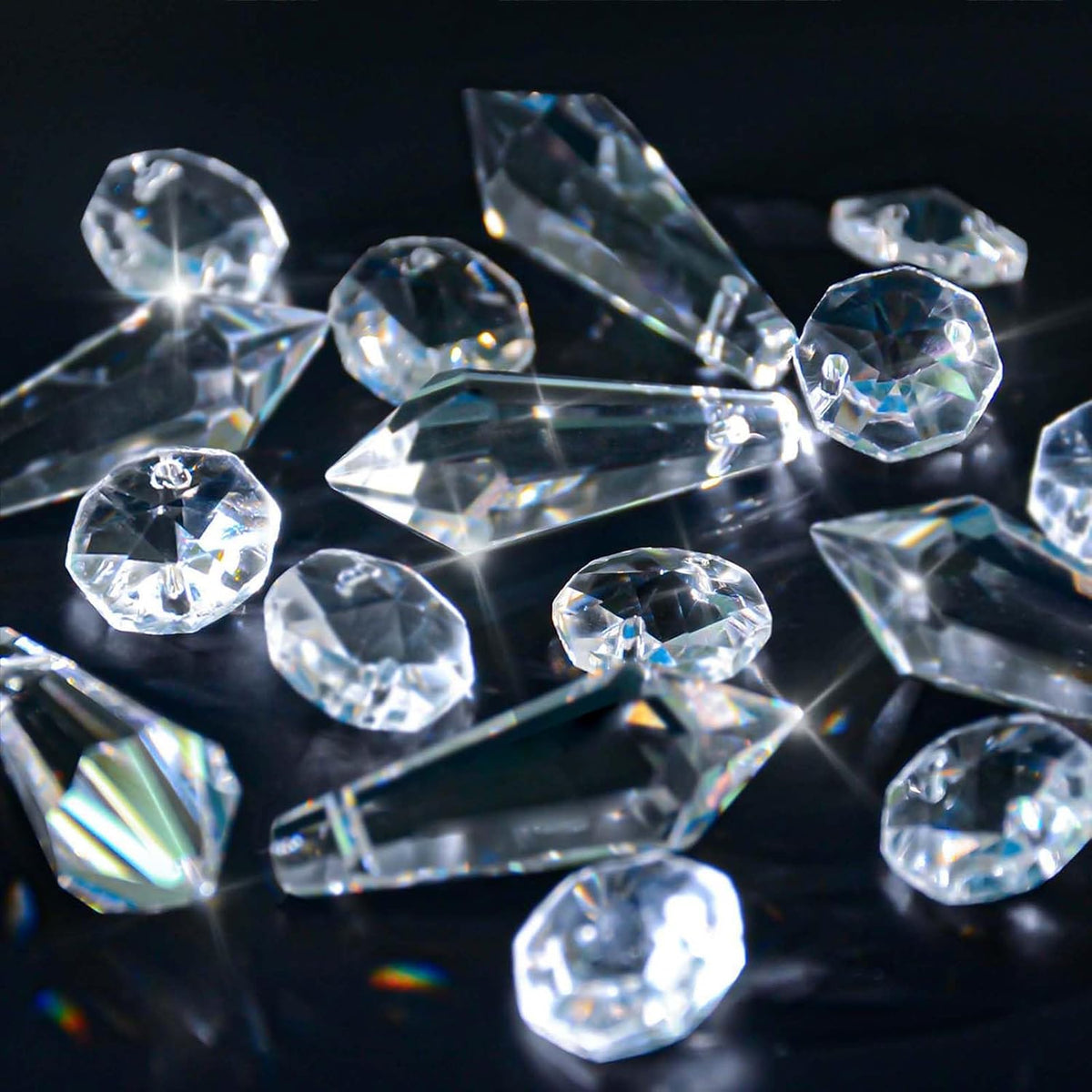 Premium Clear Crystal Glass Drops 2.4" - Multi-Purpose Hanging Prisms for Holiday Party/Home/Window