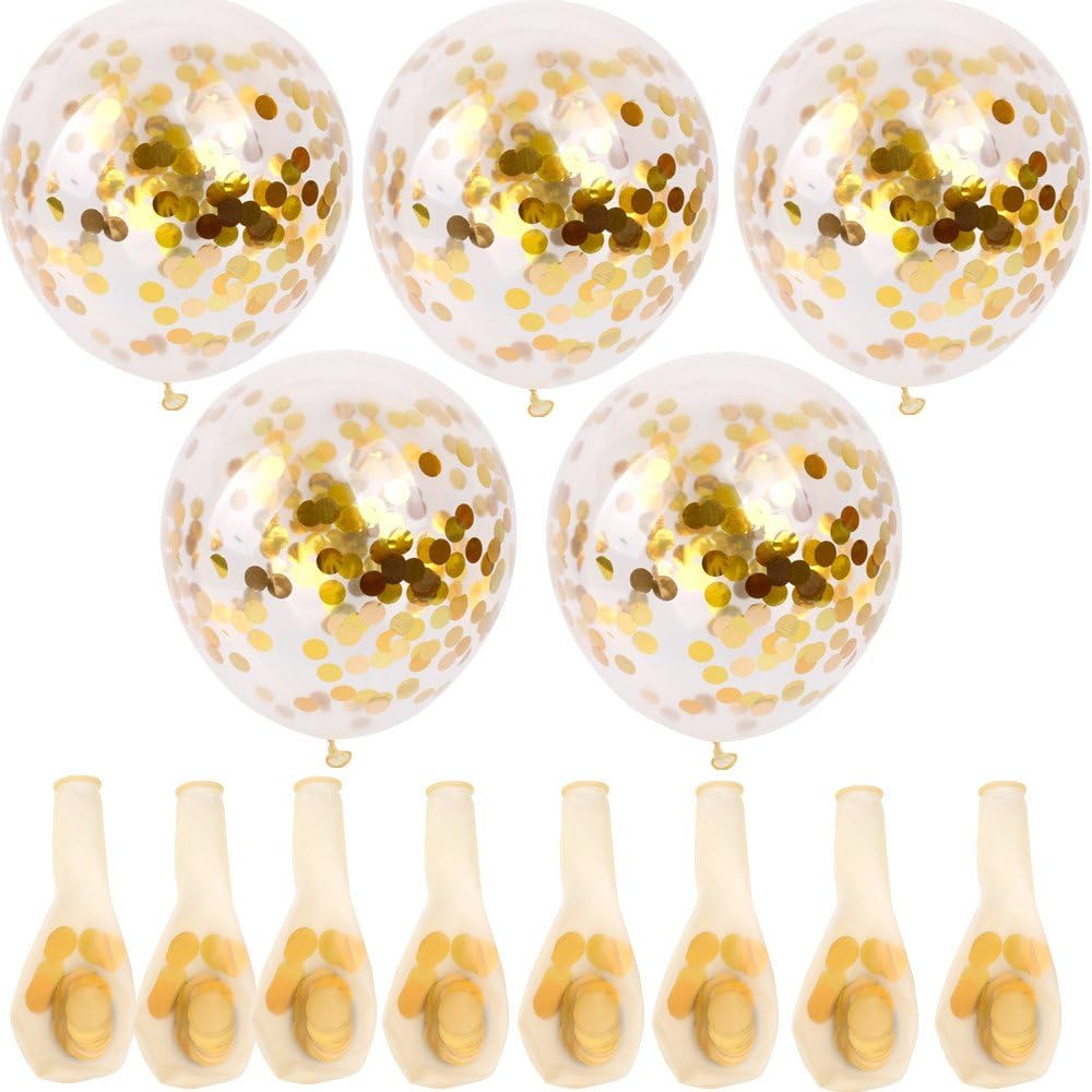 Gold Confetti Balloons 20 Pieces, 12 Inches Party Balloons With Golden Paper Confetti Dots For