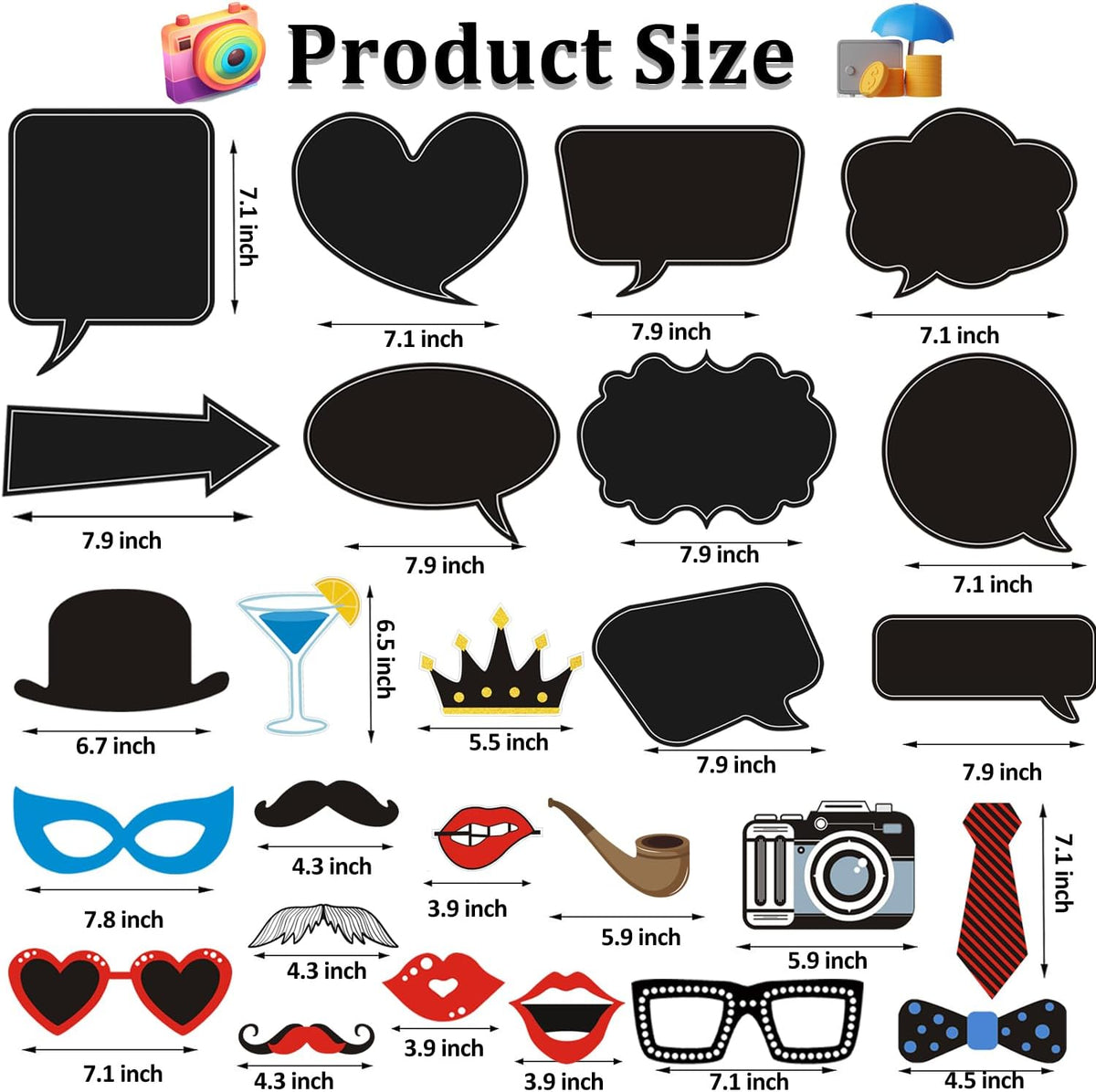 35pcs Insta-Themed Social Media Party Selfie Photo Booth Props with Speech Bubble DIY Photo Props