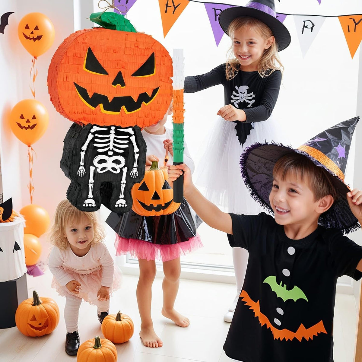 WERNNSAI Halloween Skull Pumpkin Piñata - Pumpkin Skull Pinata Halloween Scary Party Candy Game