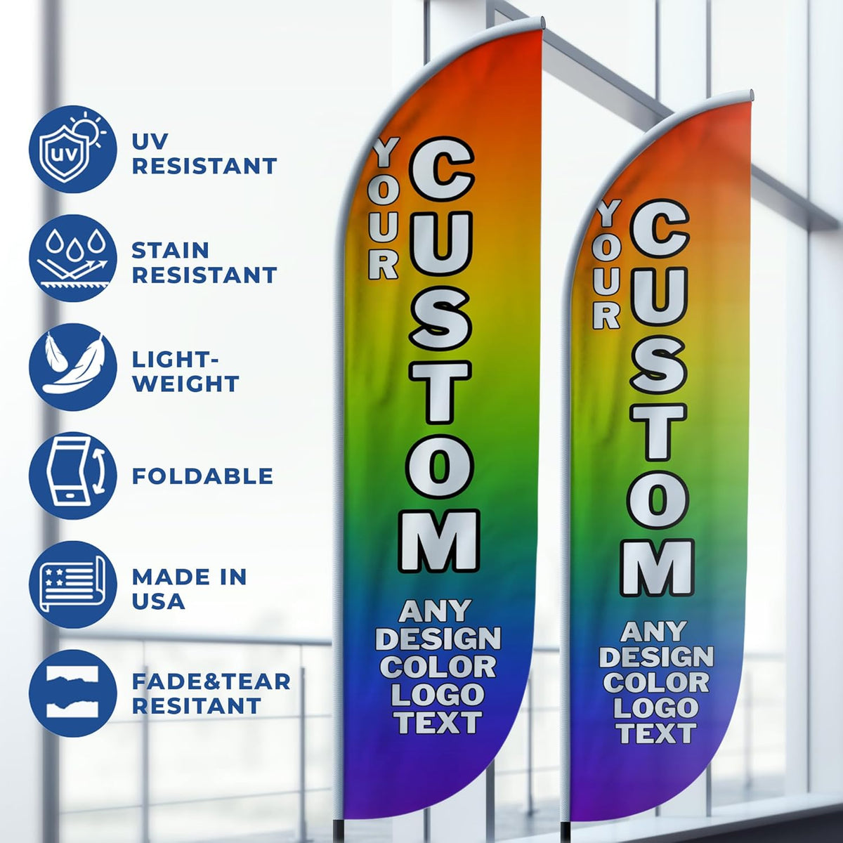 Custom Feather Flag(11.5Feetx2.5Feet) By Dreamcontroller For Business Outside With Optional Add-On