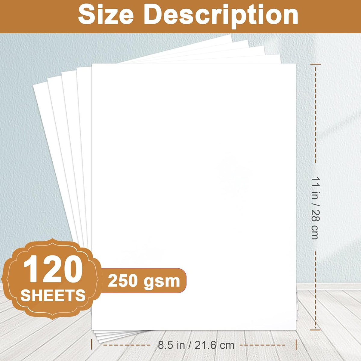 120 Sheets Bright White Cardstock 8.5 x 11 Certificate Paper, 92lb Heavyweight White Card Stock
