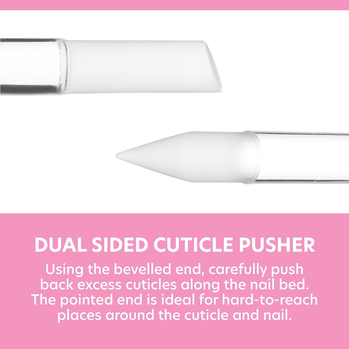 Bona Fide Beauty Glass Cuticle Pusher Set of 2 Manicure Nail Care Tools, 2PC Premium Clear Glass