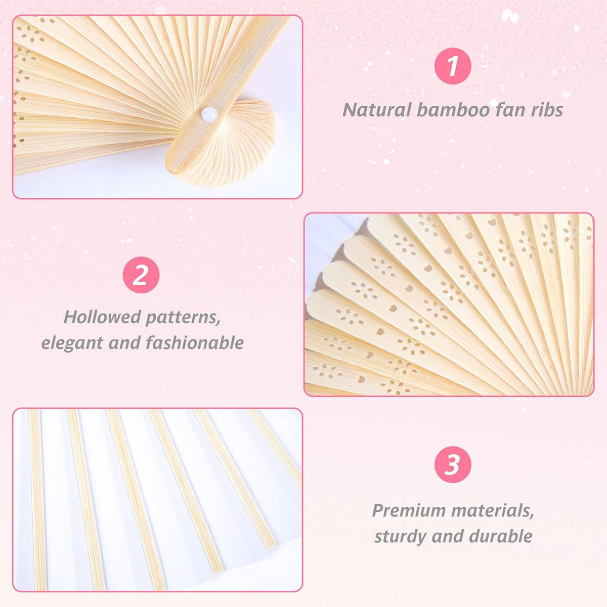 DomeStar 15 Pcs White Paper Fans Handheld – 8.3 Inch Foldable Hand Fan, Folding Fans Handheld for