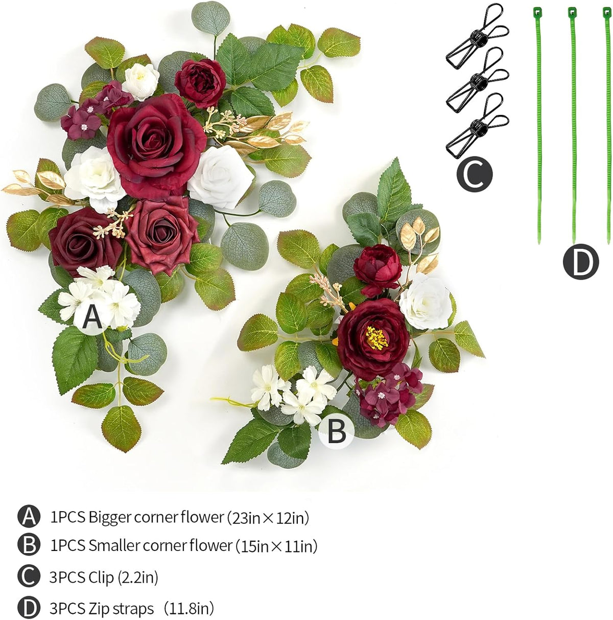 WEIERYUE(Pack of 2 Artificial Flowers Decorations,Artificial Arch Backdrop Garlandfor Ceremony