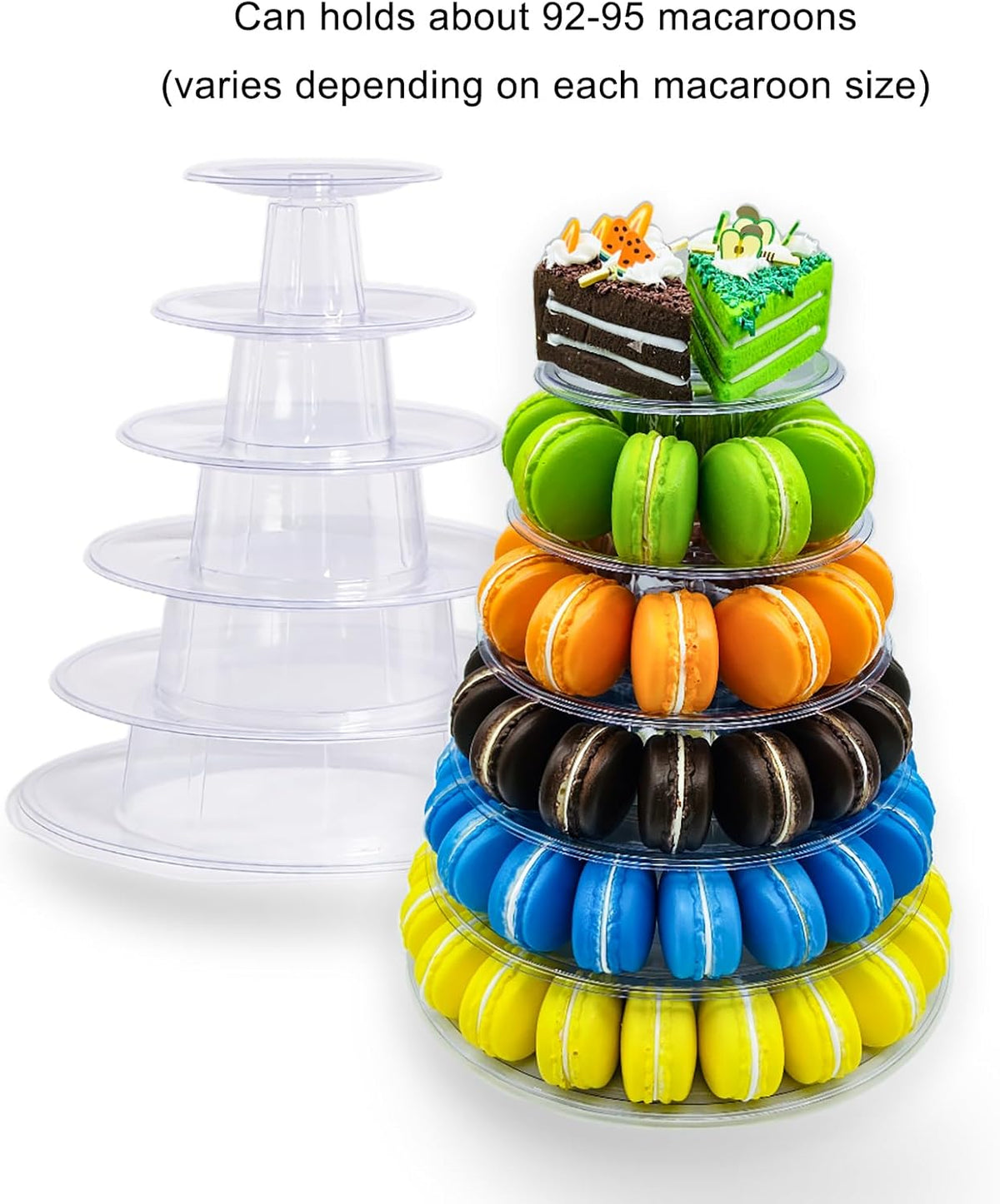 6 Tiers Macaroon Tower Stand, Round Macaron Tower Cake Display Rack Plastic Cupcake Stand Macarons
