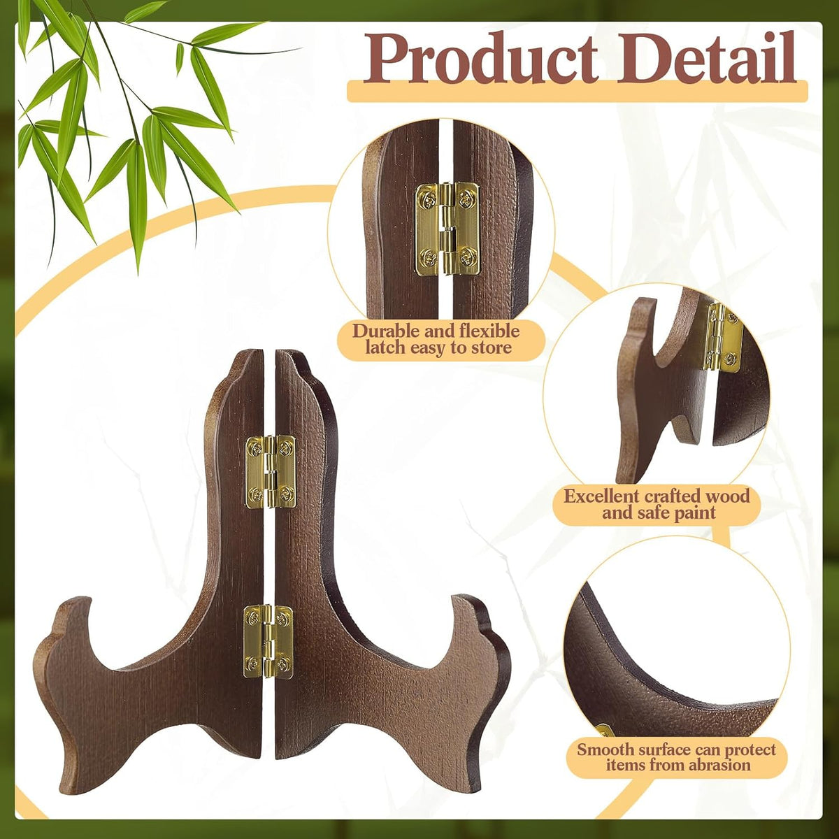 Tatuo 4 Packs Wooden Display Stand Decorative Plate Stands for Display Picture Frame Holder