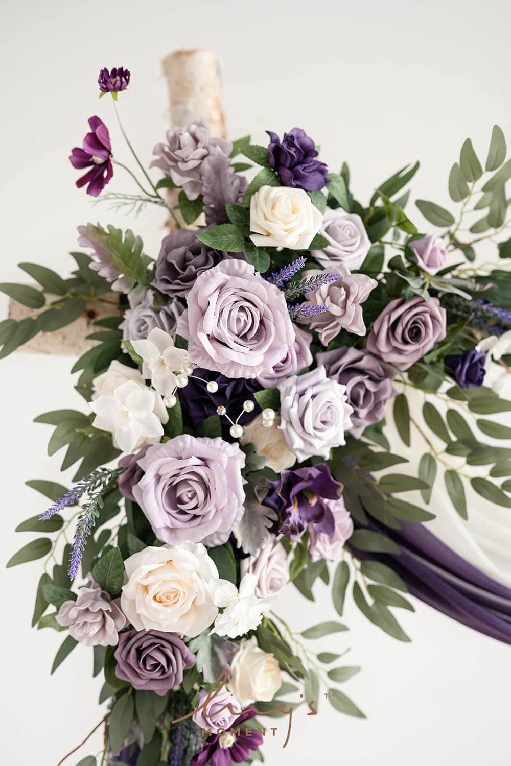 Ling's moment Purple Lilac Artificial Wedding Arch Flowers Kit Pack of 4, 2pcs Hanging Flower