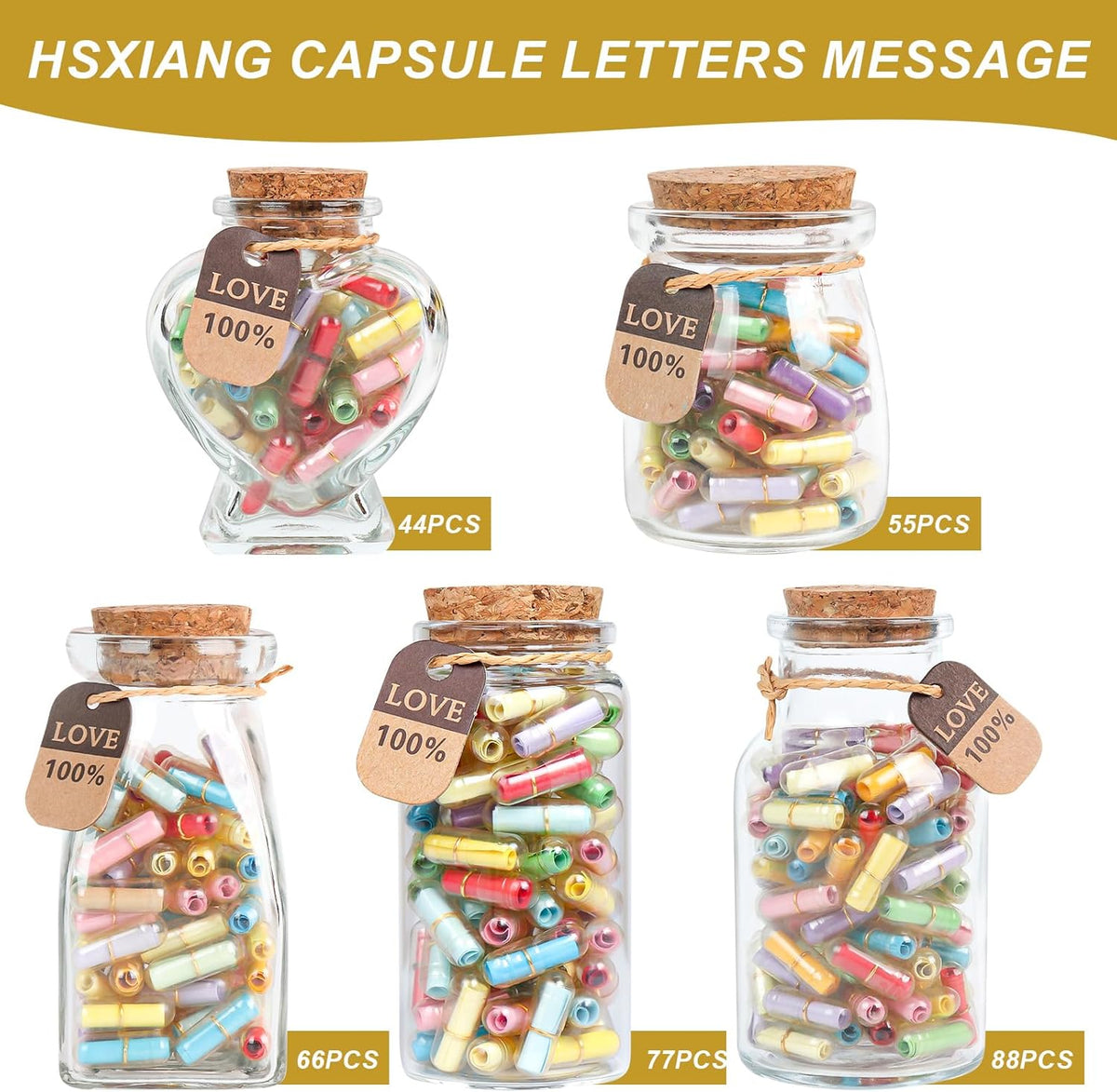 Capsule Letters Message in a Glass Bottle，Message Pills Love Letter Gift for Boyfriend Girlfriend