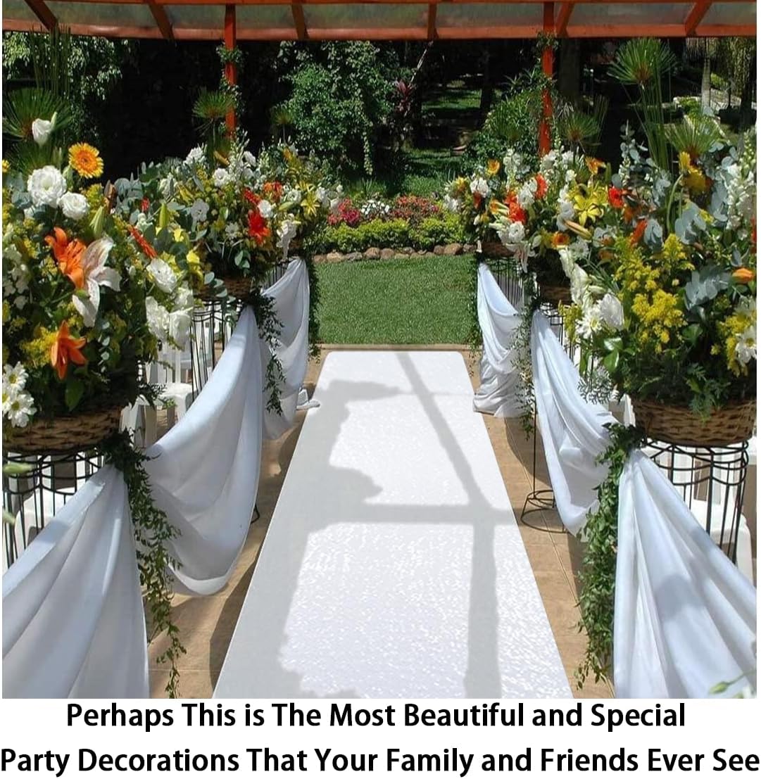 ShinyBeauty White Sequin Sparkle Wedding Aisle Runner 3FTx15FT Elegant Bridal Carpet for Indoor &
