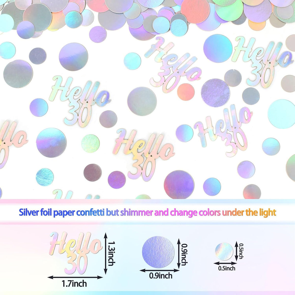 Hello 30 Birthday Confetti for Tables Iridescent Circle Dots Happy 30th Birthday Party Decorations
