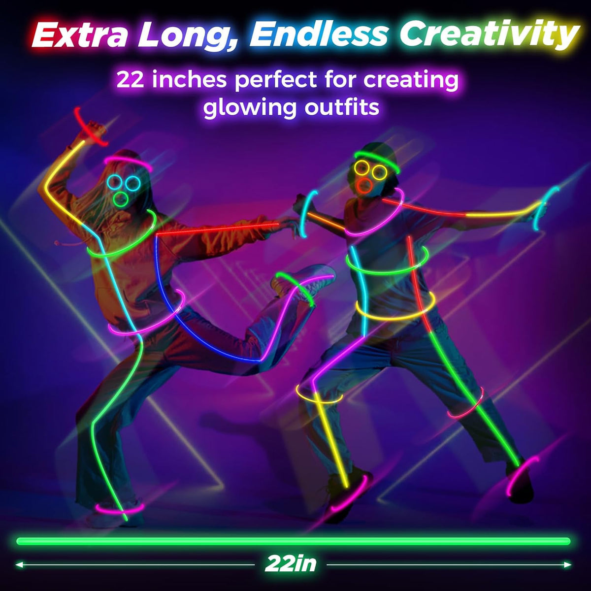 100Pcs Glow Sticks - 22 inch Glow In the Dark Sticks Party Supplies, Halloween Glow Party Pack for
