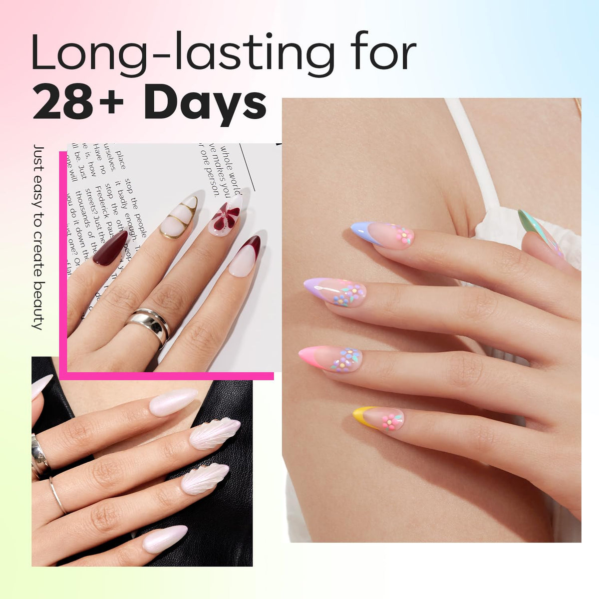 Modelones Pointed Almond Fake Nail Tips - 510Pcs Medium Gel Tips Pre-shaped Half Matte Full Cover