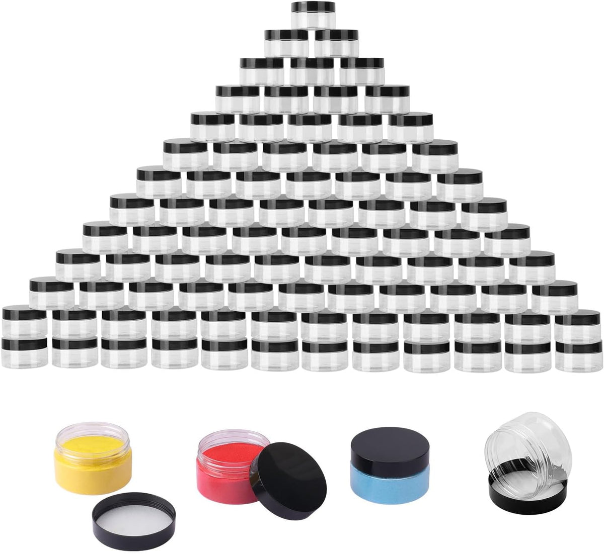 96 Packs 3.5 OZ Transparent Plastic Jars with black Lids, Body Butter Containers, Cosmetic