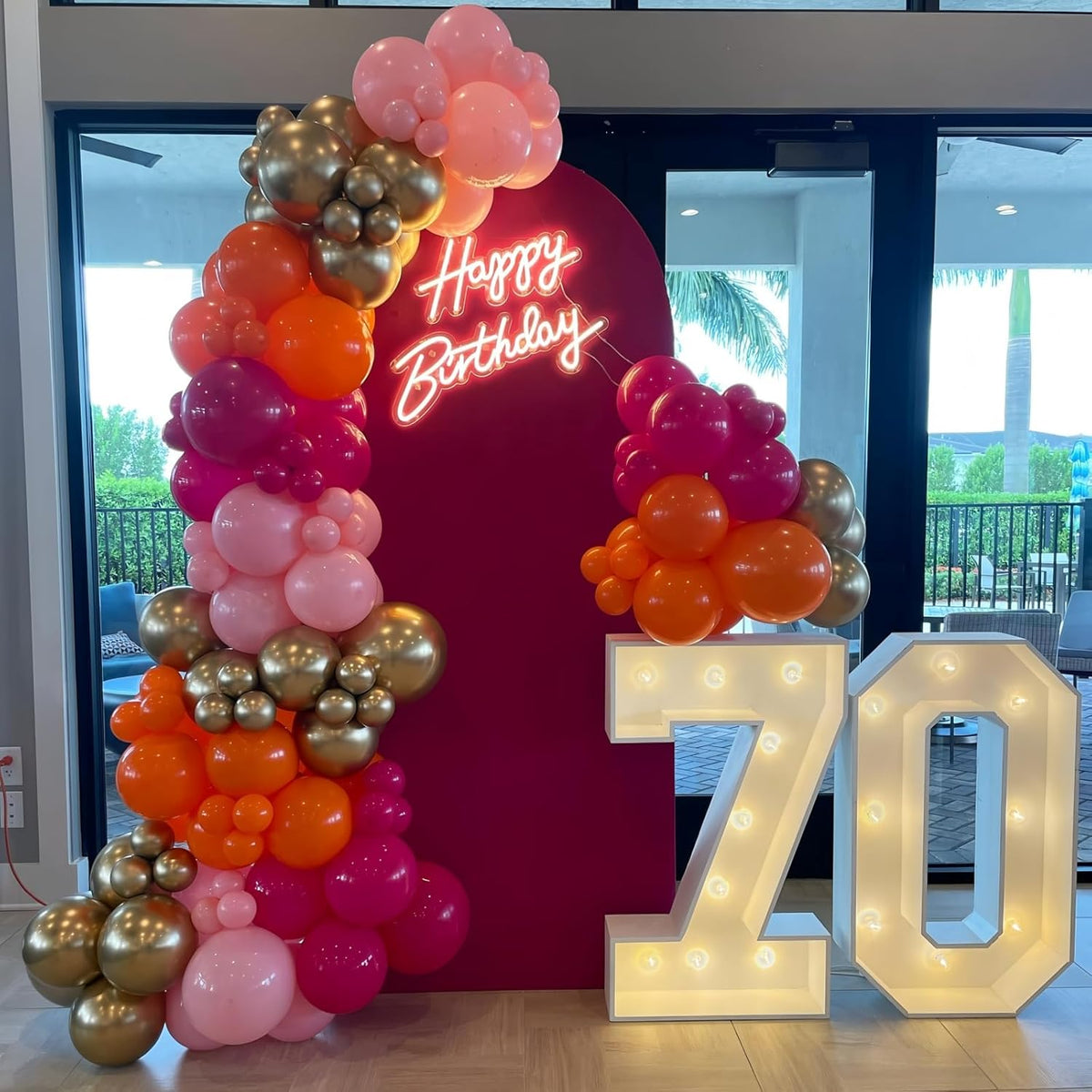 Hot Pink and Orange Gold Balloons 12inch 60pcs Light Pink Metallic Gold Helium Latex Balloon for