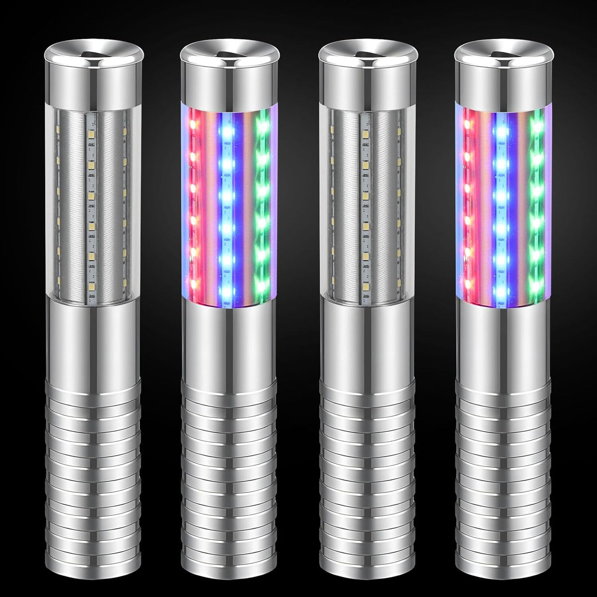 4 Pieces RGB LED Strobe Baton Light Rechargeable Bottle Service Sparklers Stick Reusable Champagne
