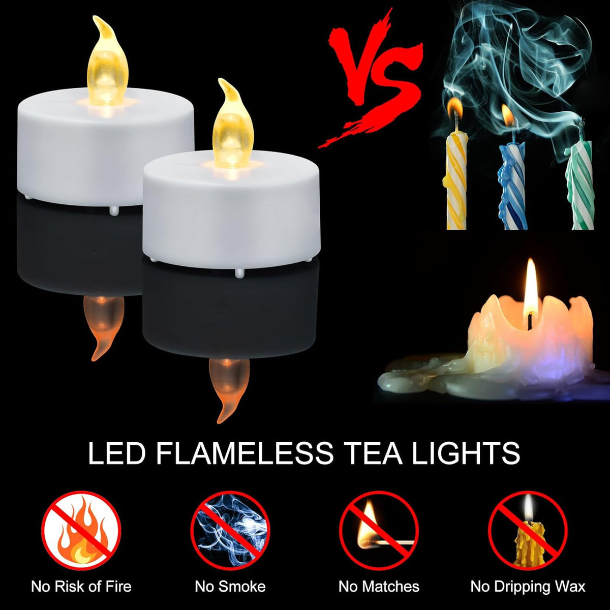 Tea Light Candles with Remote Control,Flickering Flameless LED Candle,Long Lasting