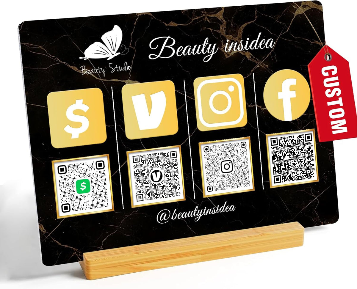 Personalized Custom Metal QR Code Sign Venmo Cashapp Scan to Pay with Stand Instagram Facebook