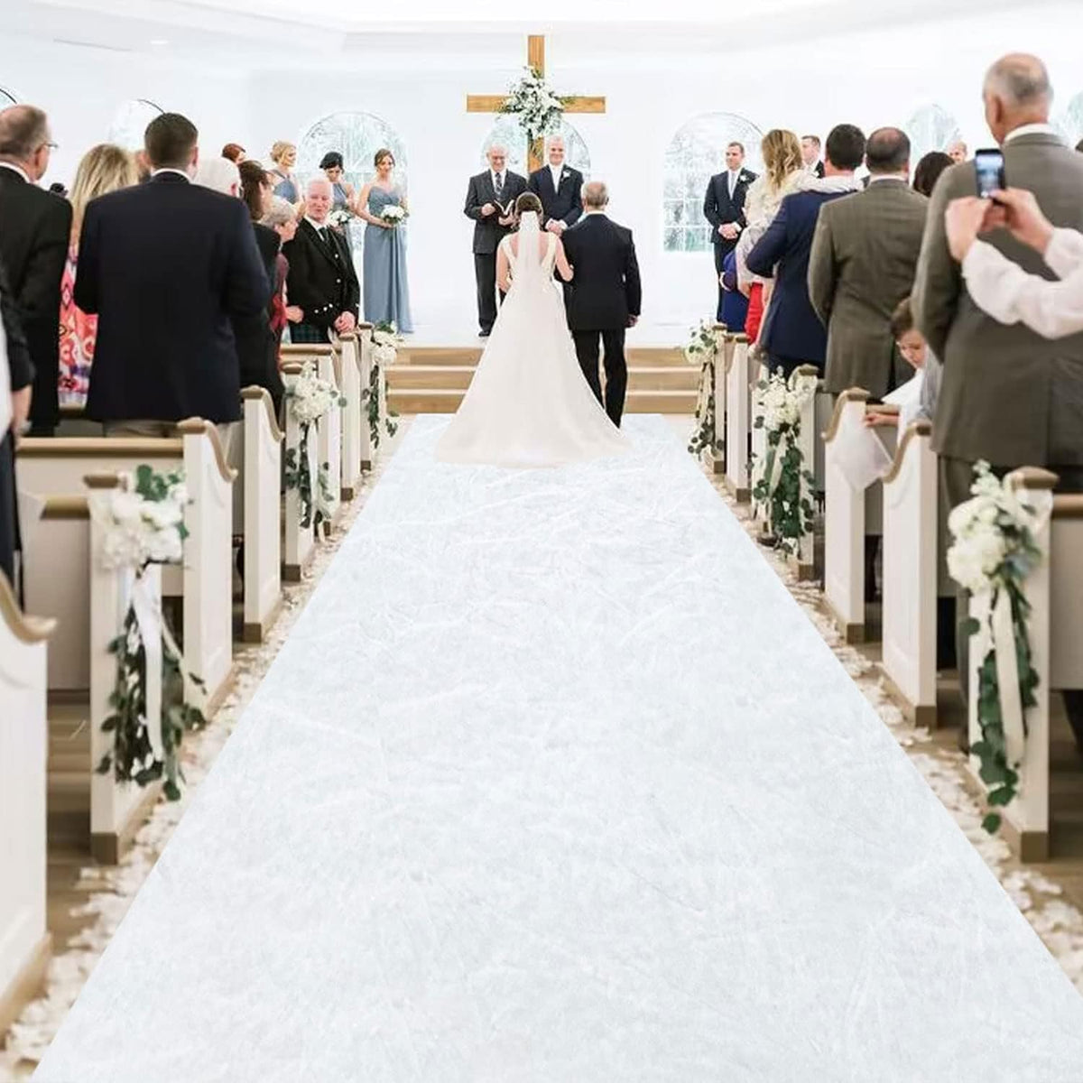 MODFUNS White Aisle Runner Wedding Carpet Runner 4x30FT Velvet Fabric Aisle Runner Rug Indoor