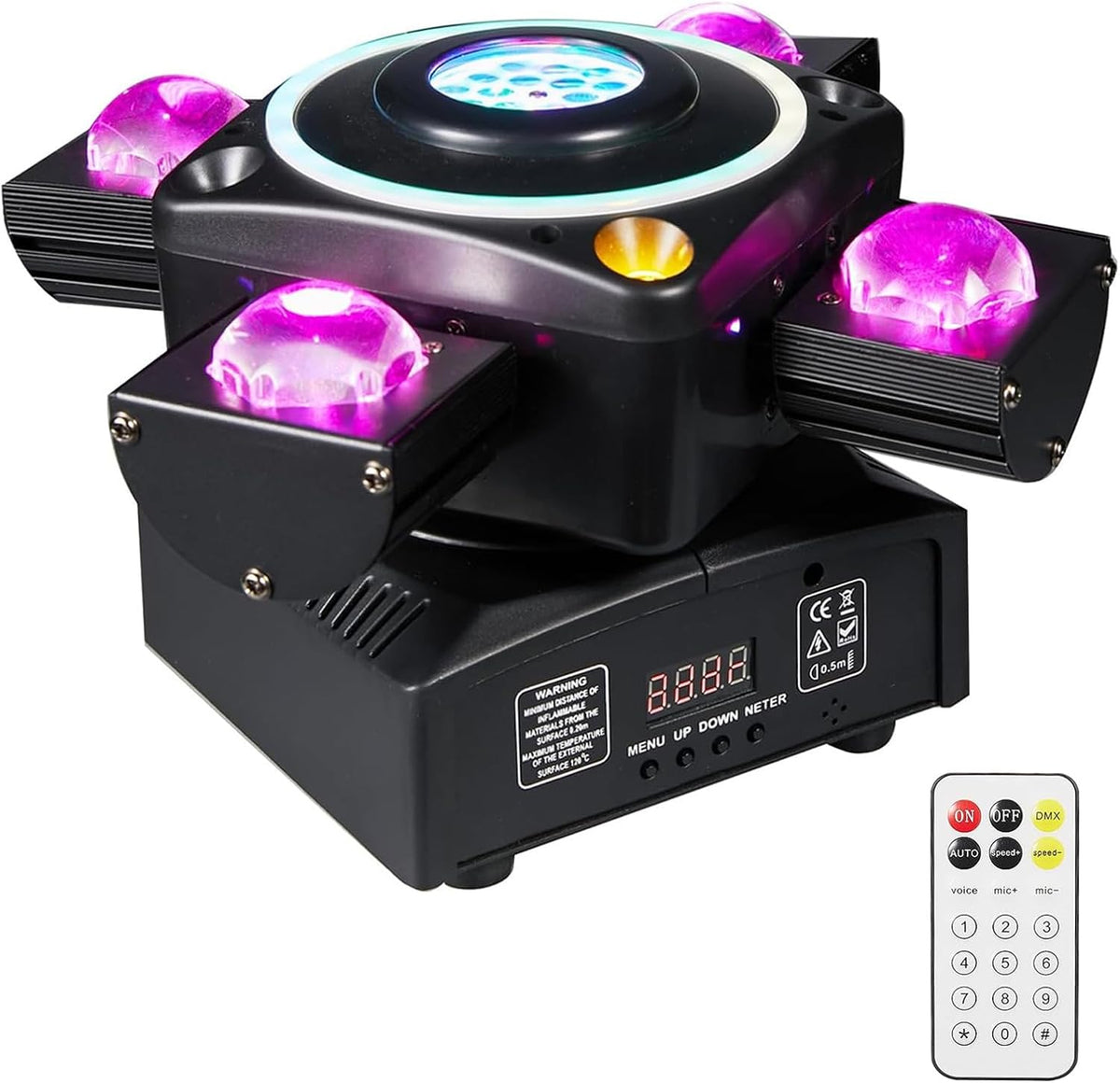 Moving Head Stage Light, LED DJ Lights with DMX512 Controller, Sound Activation, 4pcs 12W RGBW LED