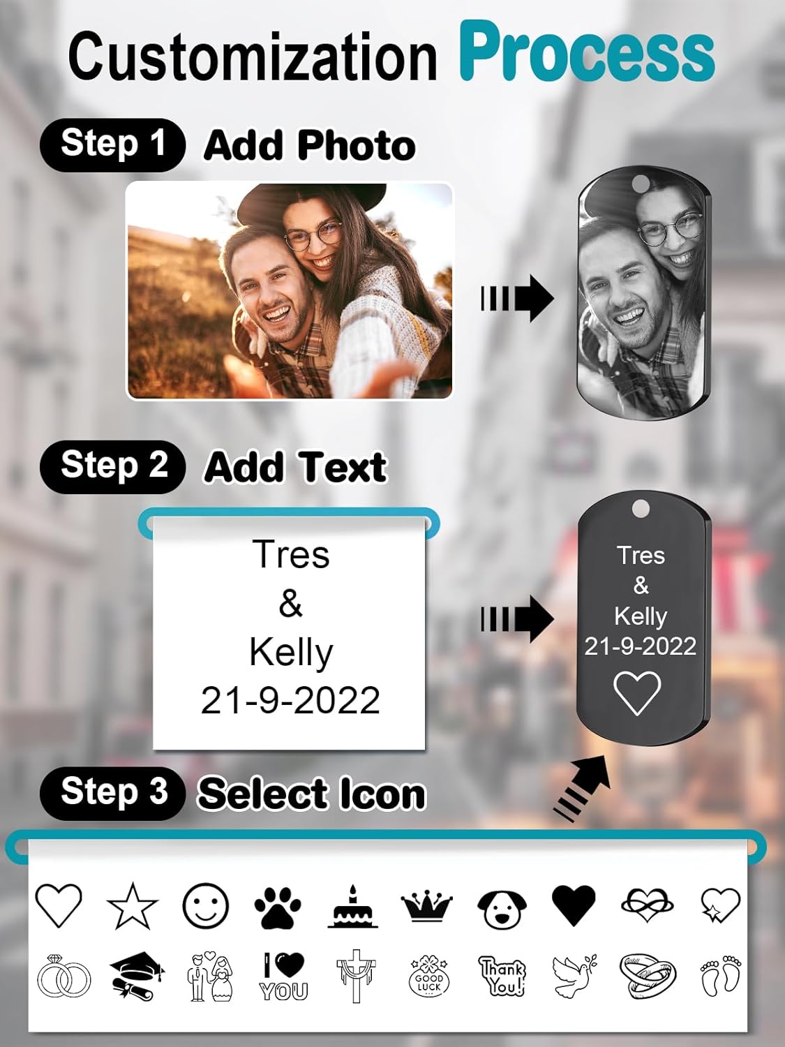 Custom Keychain with Picture - Personalized Photo LOGO Text Customized Key Chain for Boyfriend Dad