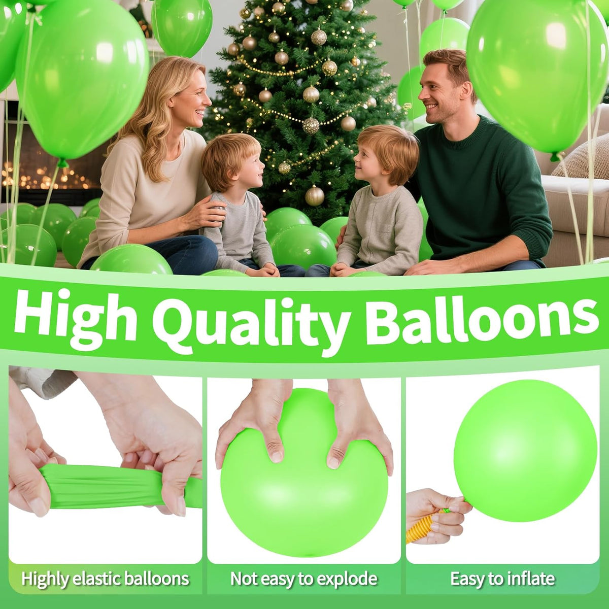 KAWKALSH Lime Green Latex Party Balloons, 110 Pack 12 inch Light Green Balloons Round Helium Fruit