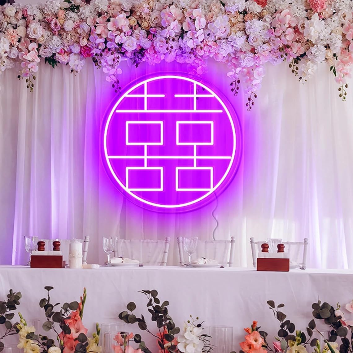 Chinese Wedding Neon Sign | Custom LED Neon Wedding Party Decor | Double Happiness Neon Sign |