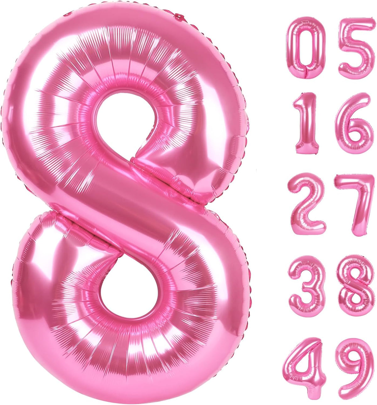 Pink Foil 8 Number Balloon 40 Inch, Helium Mylar Eight Number 8 18 28 38 48 58 80 88 Birthday