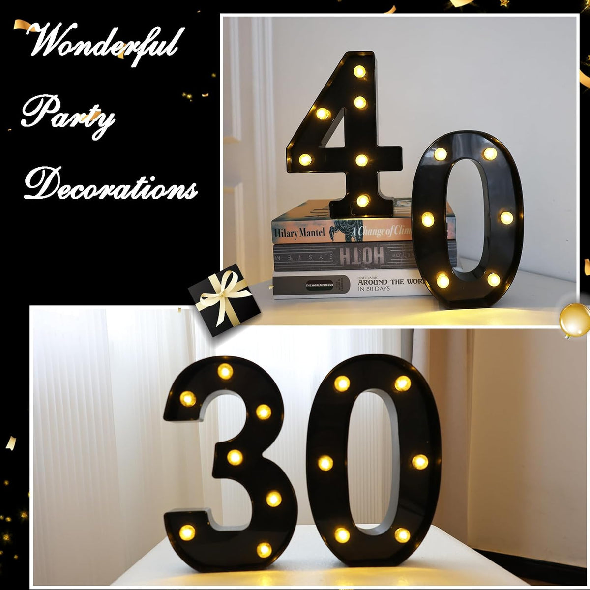 LED Marquee Numbers, 8.58 Inch Led Light Up Numbers for Party, Small Light Up Letters, Battery