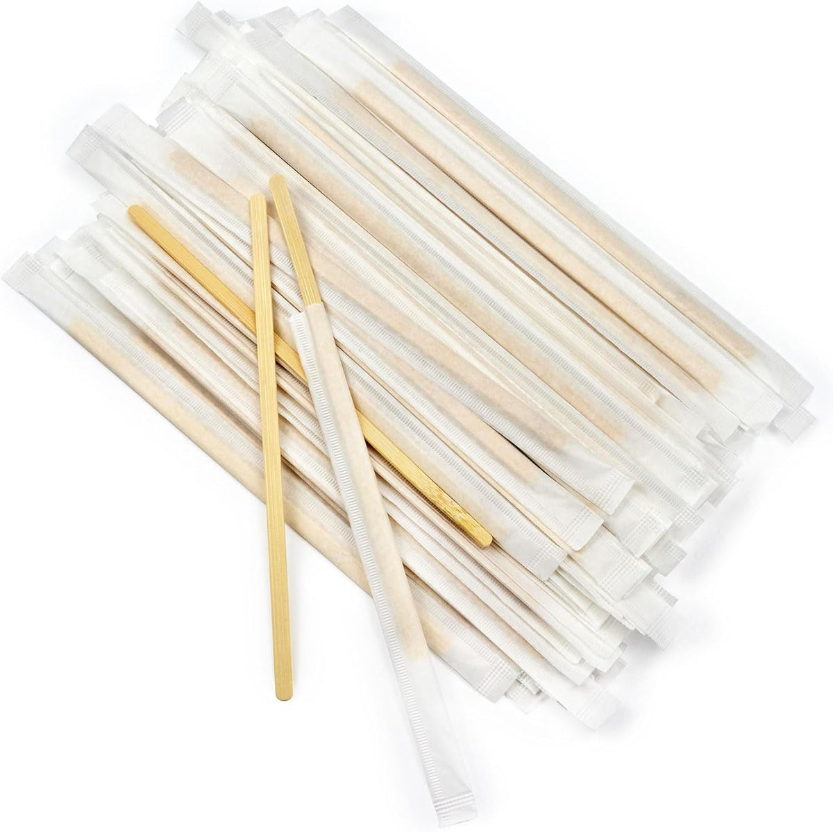 Bamboo Coffee Stirrers Individually Wrapped 200 Count – Coffee Stir Sticks 7 inch Coffee Bar