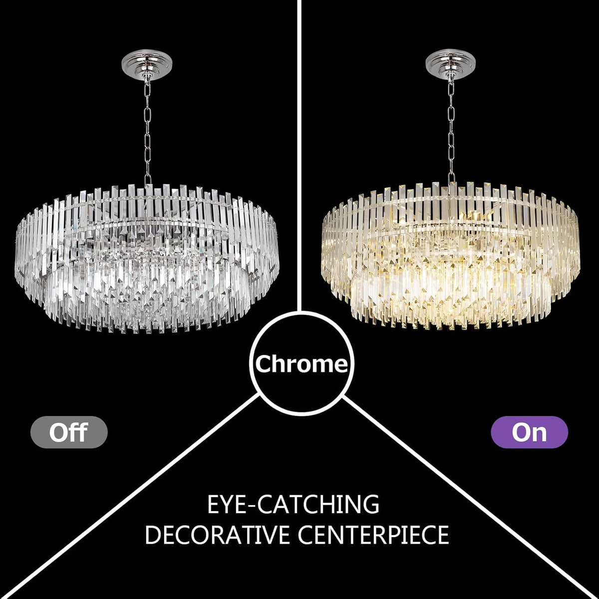 Crystal Chandelier Lighting 39'' for Dining Rooms Bedroom Foyer Entryway Ceiling Hanging Pendant